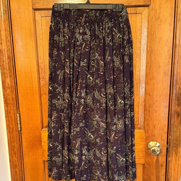 NWT Michael Taylor Plum Paisley Pleated Skirt - Size M - Picture 2 of 4
